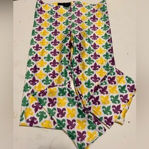 Fleur de Lis Patterned Mardi Gras Leggings - M